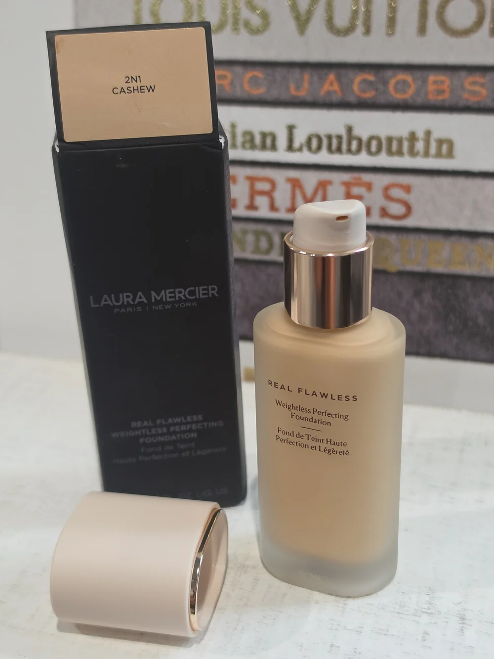 laura mercier Foundation Bottle in Light Neutral Cashew